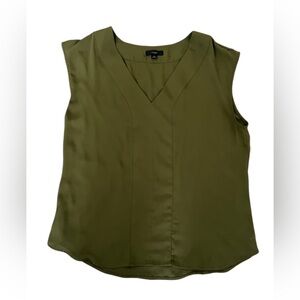 J. Crew Khaki Green V-Neck Blouse